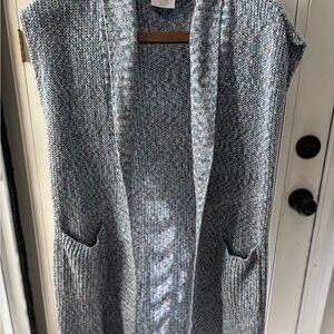 CAbi grey open front cardigan Knit Sweater sleeveless‎ XS collar